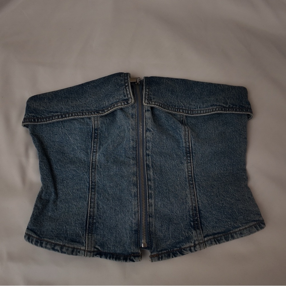Denim Strapless Corset Top